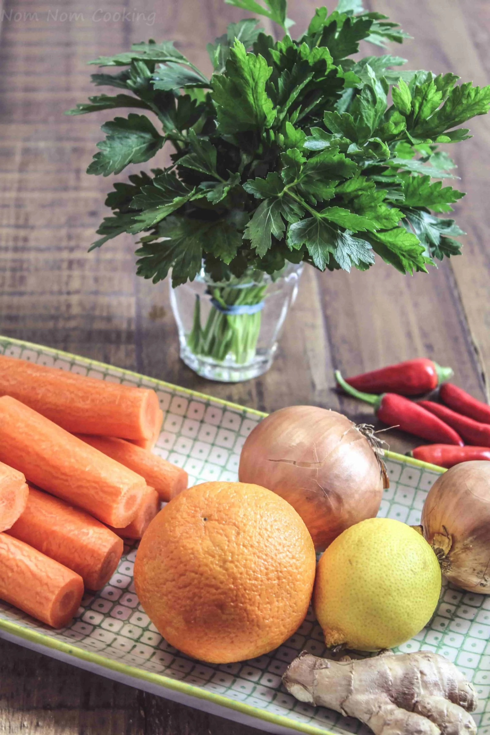Ingredients for Warming Carrot Soup with Ginger and Chili